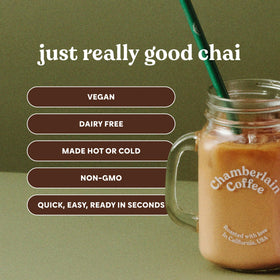 Chamberlain Coffee chai iced latte in glass with vanilla spice notes