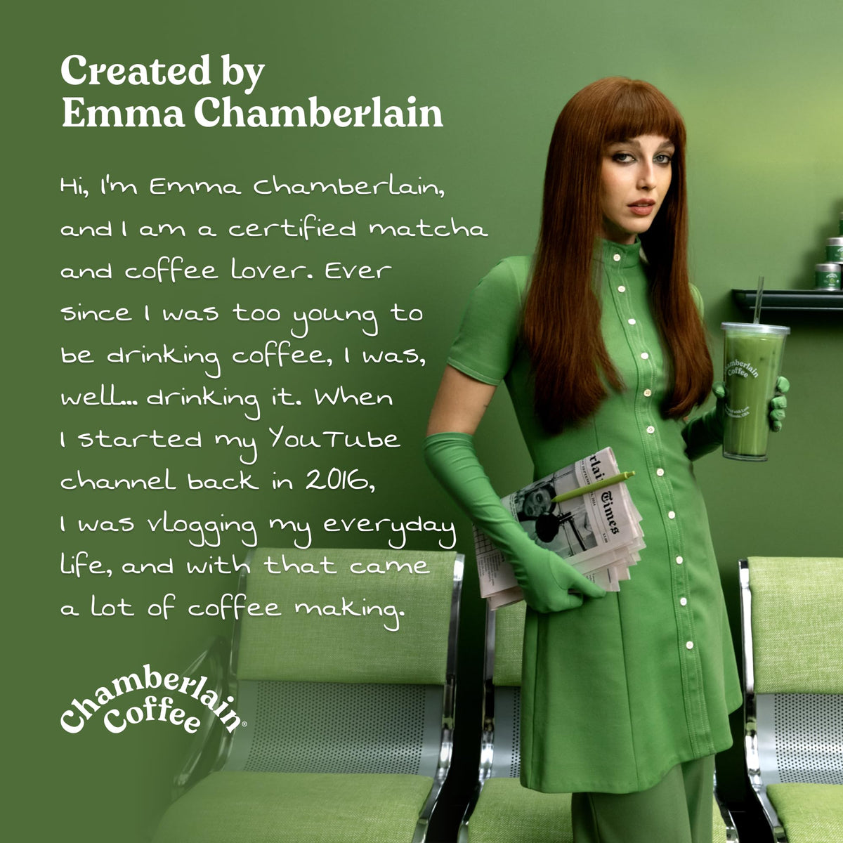 Chamberlain Coffee ceremonial matcha powder; organic and vegan quality visible