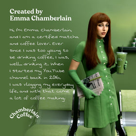 Chamberlain Coffee ceremonial matcha powder; organic and vegan quality visible