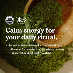 Chamberlain Coffee ceremonial matcha powder in a prepared latte; smooth texture