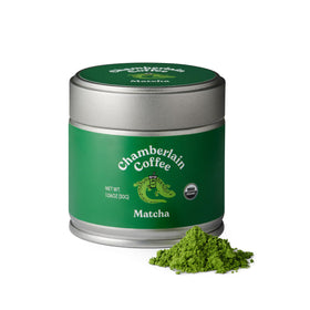Chamberlain Coffee ceremonial matcha powder in tin, ideal for traditional whisked tea
