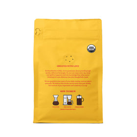 Chamberlain Coffee organic label highlighting certified organic sourcing.