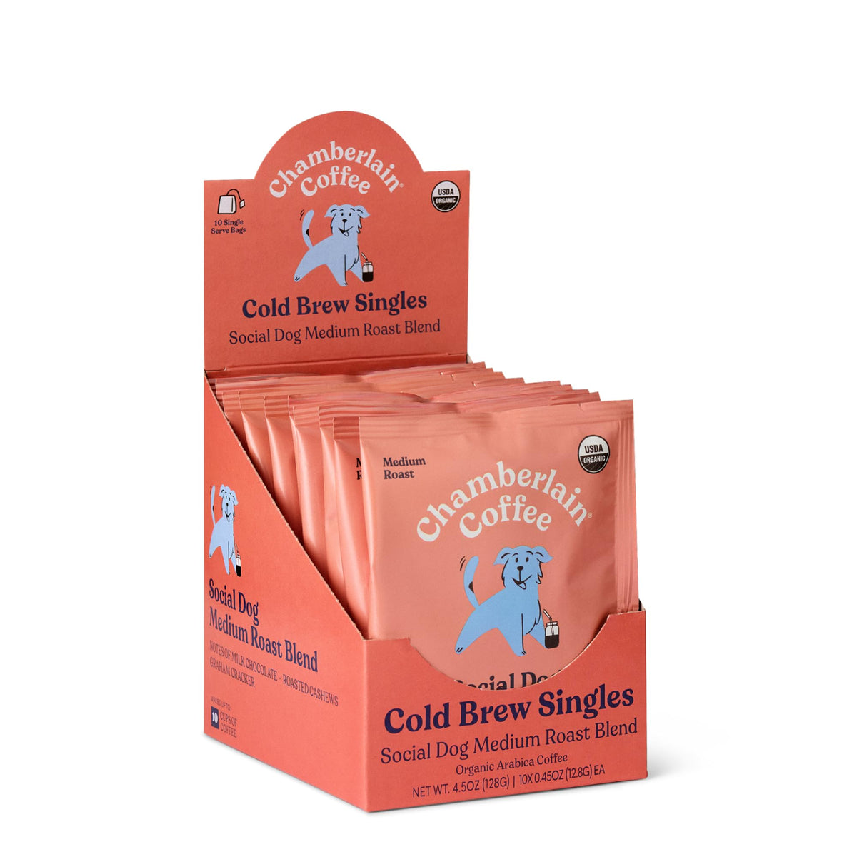 Chamberlain Coffee cold brew singles box for quick, convenient at-home or on-the-go coffee.