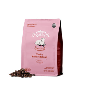Chamberlain Coffee Organic Vanilla Medium Roast Whole Bean Bag with smooth, balanced aroma for mornings.