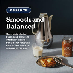 Chamberlain Coffee Organic Medium Roast Ground with roasted peanuts for a satisfying midday cup