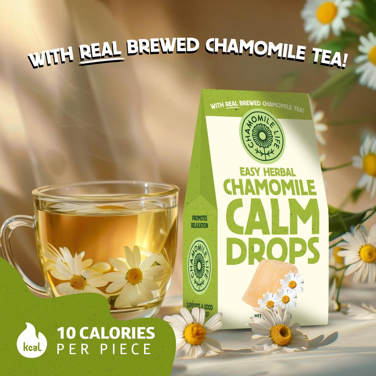 Chamomile Life Sleep support drops promote restful nights and digestion-friendly moments