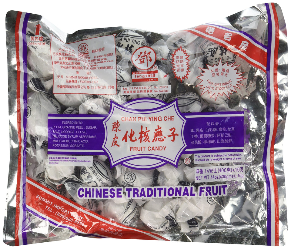 Chan Pui Ying Che dried plum candy; gluten-free snack ideal for birthdays and sharing