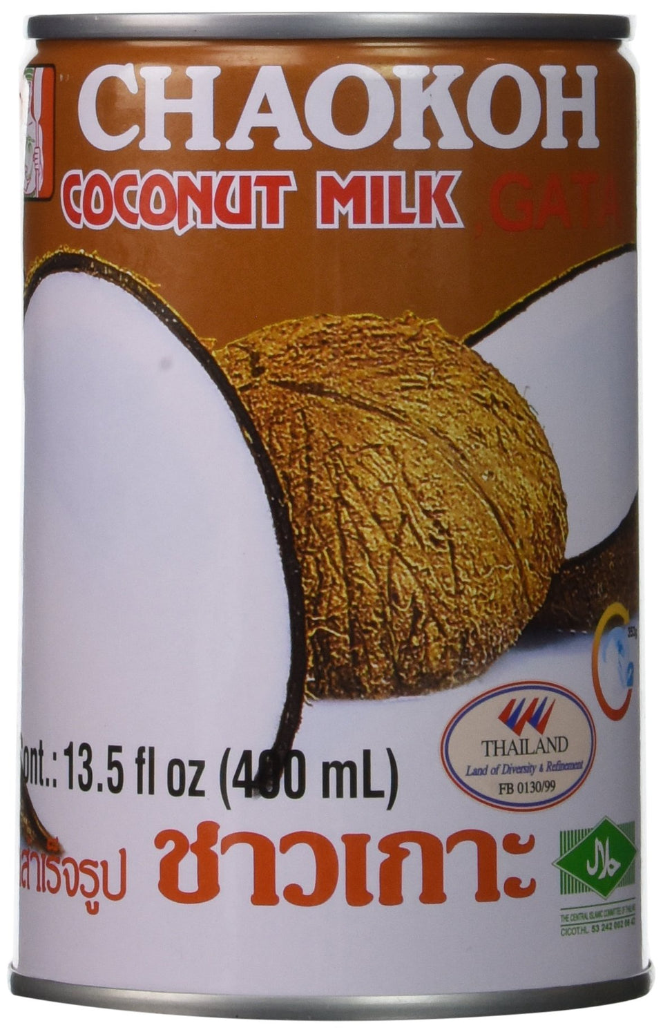 Chaokoh coconut milk 13.5 oz can pack3 — creamy base for curries and desserts.