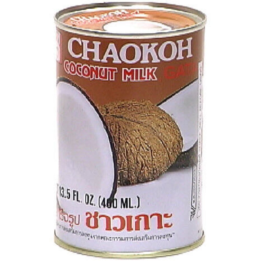 Chaokoh Coconut Milk pours smoothly from the can, enhancing curries and soups.