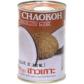 Chaokoh Coconut Milk pours smoothly from the can, enhancing curries and soups.