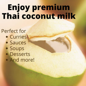 Chaokoh unsweetened coconut milk can side profile; ideal for creamy sauces and vegan recipes