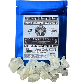 Chaos Mastiha Pure Chios Mastiha tears in packaging with Greek heritage