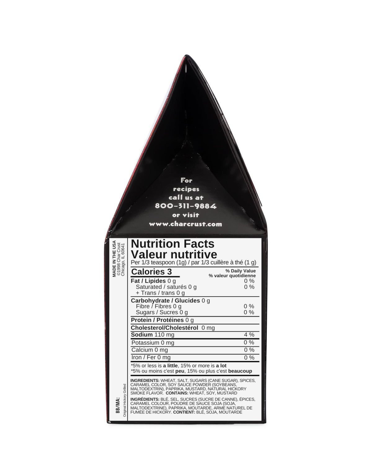 Char Crust Original Hickory Grilled spice jar close-up highlights robust aroma.