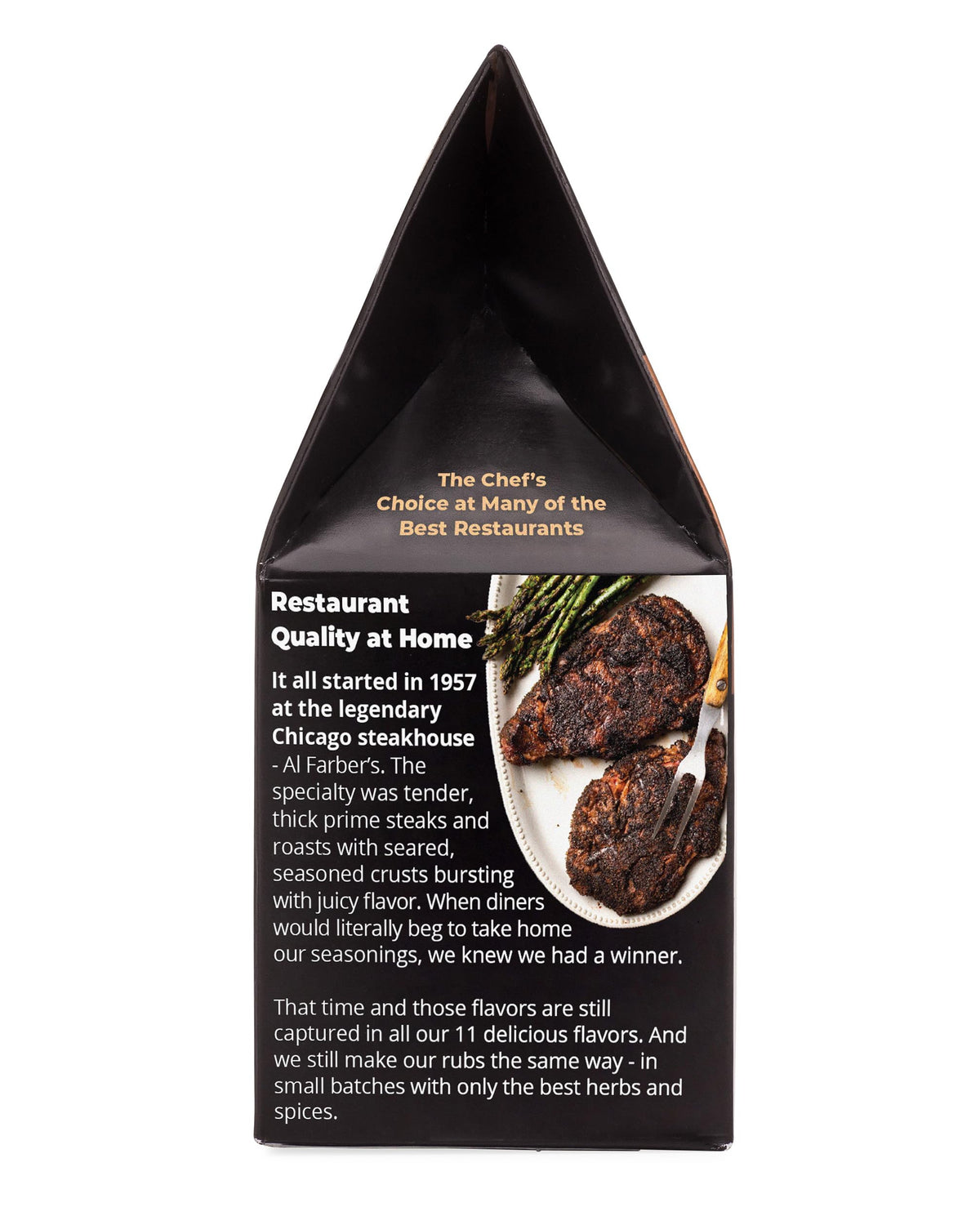Char Crust Original Hickory Grilled steak-ready seasoning enhances seared steaks.