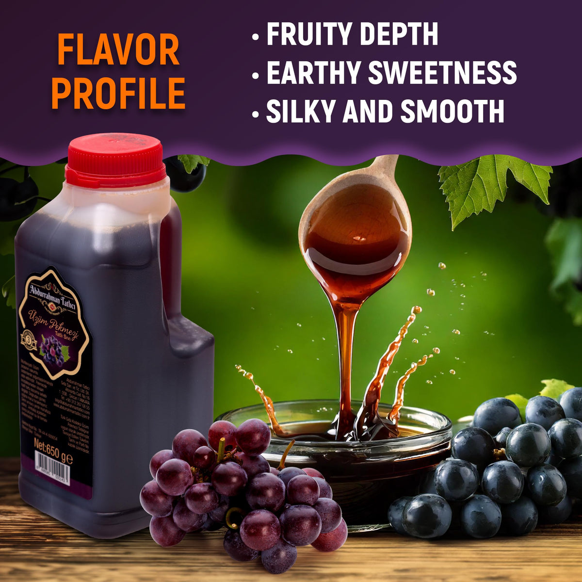 Chargio Abdurrahman Tatlıcı grape molasses pour highlights smooth texture for beverages.