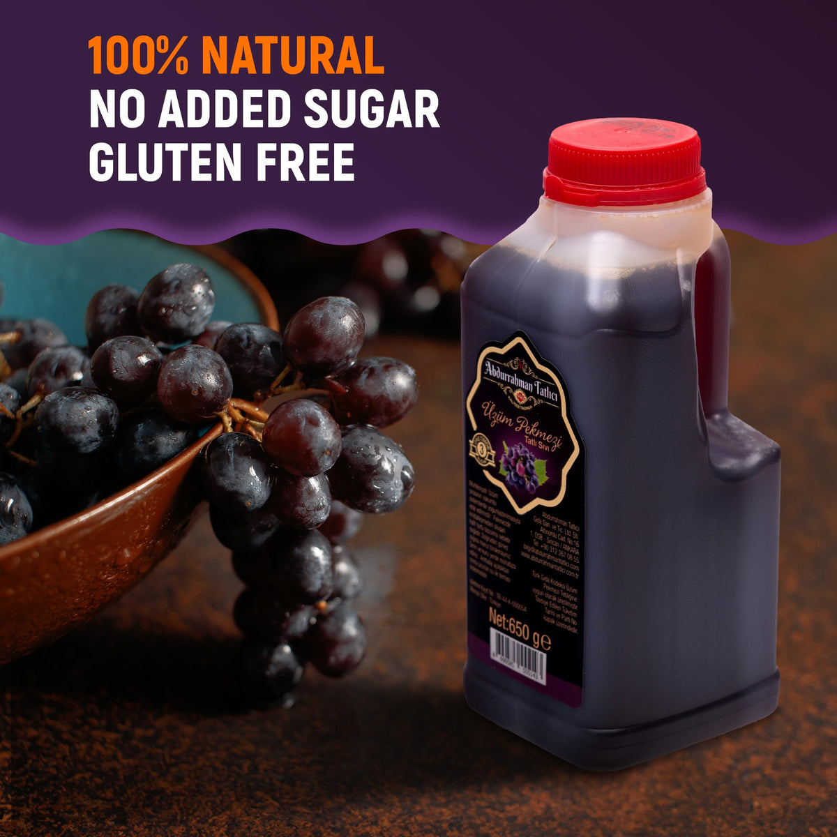 Chargio grape molasses jar detail emphasizes velvety depth ideal for toppings.