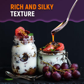 Chargio grape molasses drizzle over pancakes invites indulgent breakfast twists.