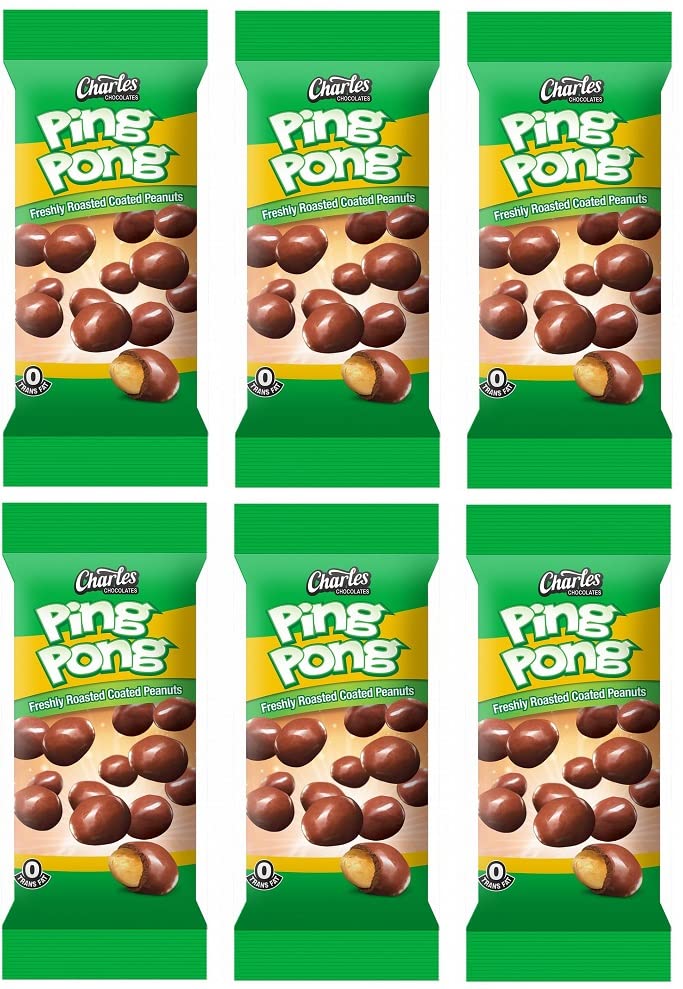 Charles Chocolates Ping Pong 50g pack front, ideal for quick snack cravings