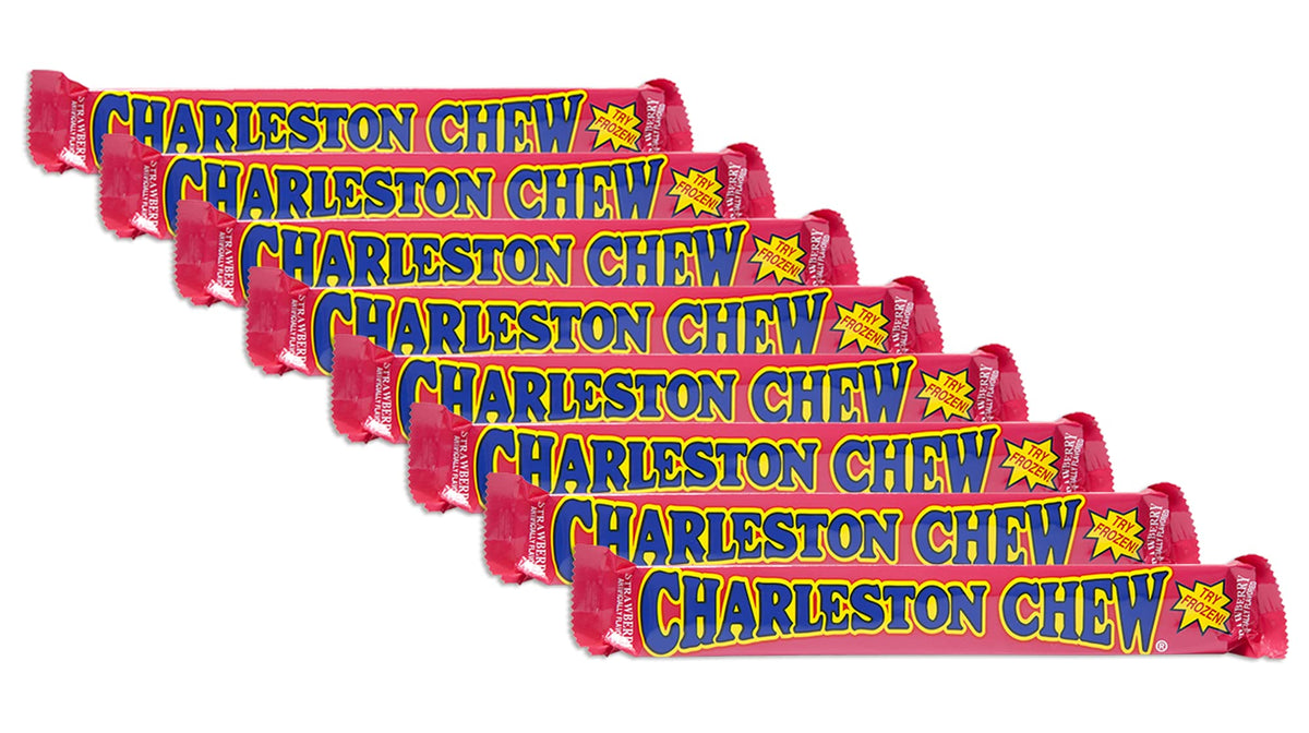 Charleston Chew Strawberry pack shot, nostalgic retro candy perfect for sharing