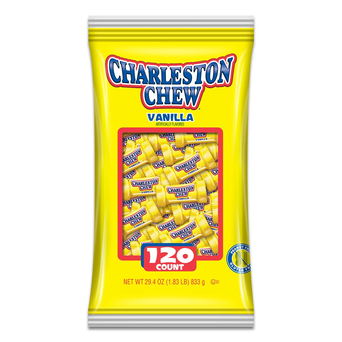 Charleston Chew vanilla nougat bar with chocolate coating, a chewy snack option