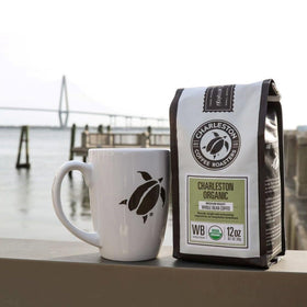 Charleston Coffee Roasters organic ground coffee medium roast in cup ready to savor