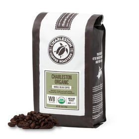 Charleston Coffee Roasters organic whole bean bag ready for premium aroma
