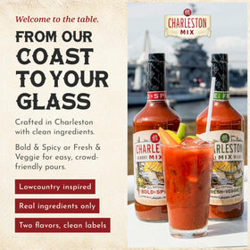 Cocktail being poured with Charleston Mix, versatile for flavorful drinks
