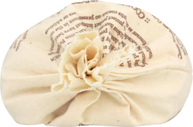Gift-ready packaging with rustic cloth bag for Charleston grits.