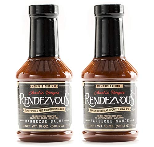 Charlie Vergos Rendezvous barbecue sauce bottle ready to flavor pork and ribs.