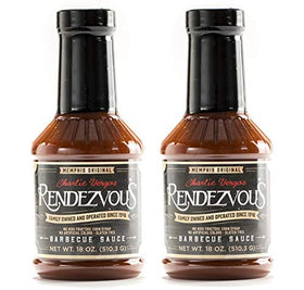 Charlie Vergos Rendezvous barbecue sauce bottle ready to flavor pork and ribs.