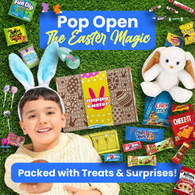 Charmed Crates plush Easter bunny included for cuddly Easter moments.