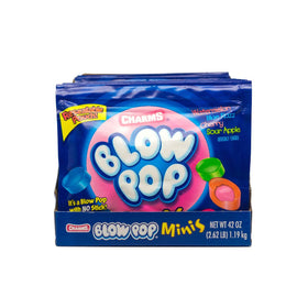 Charms Blow Pop Mini blue razz flavor for sharing.