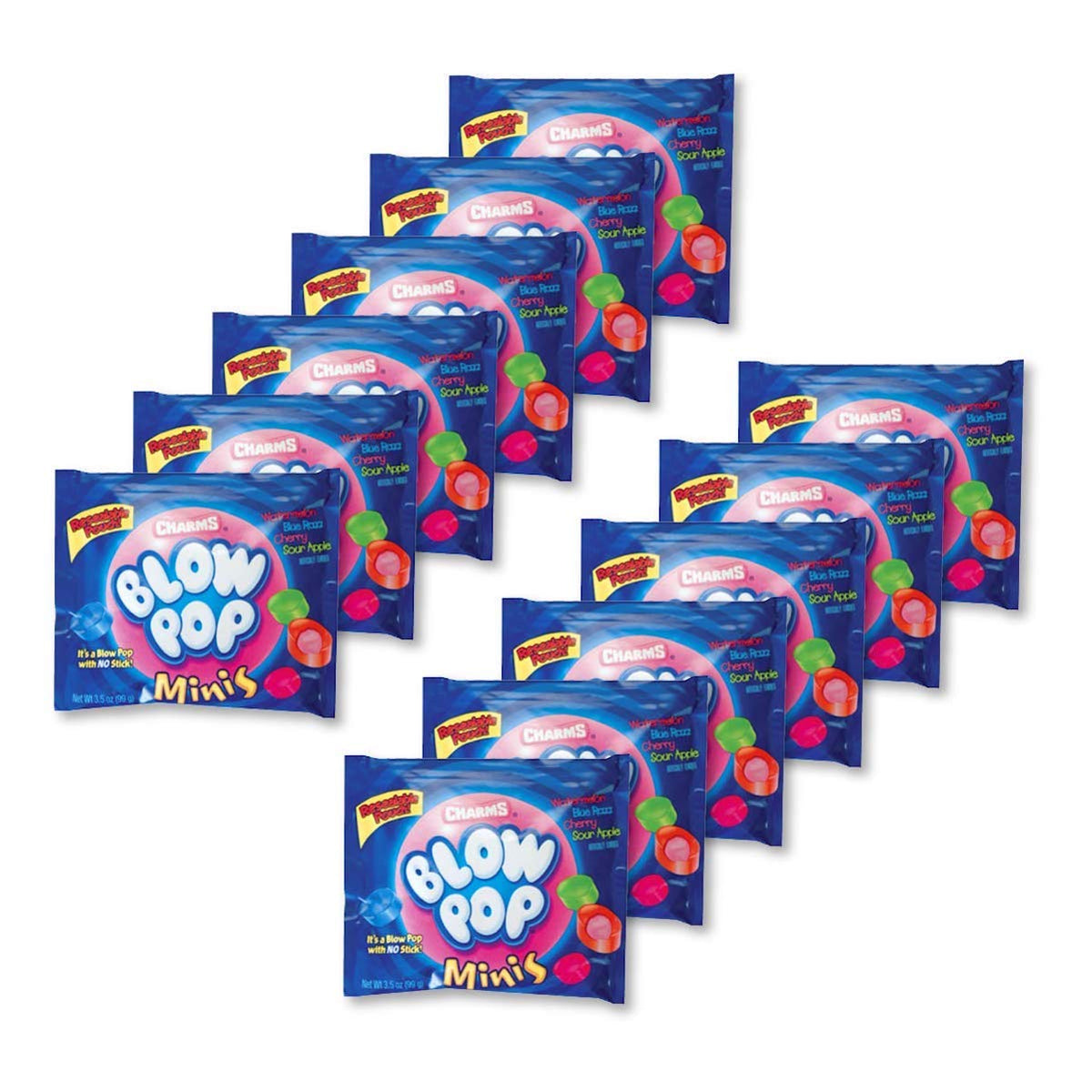 Charms Blow Pop Mini watermelon flavor in bite-sized form.