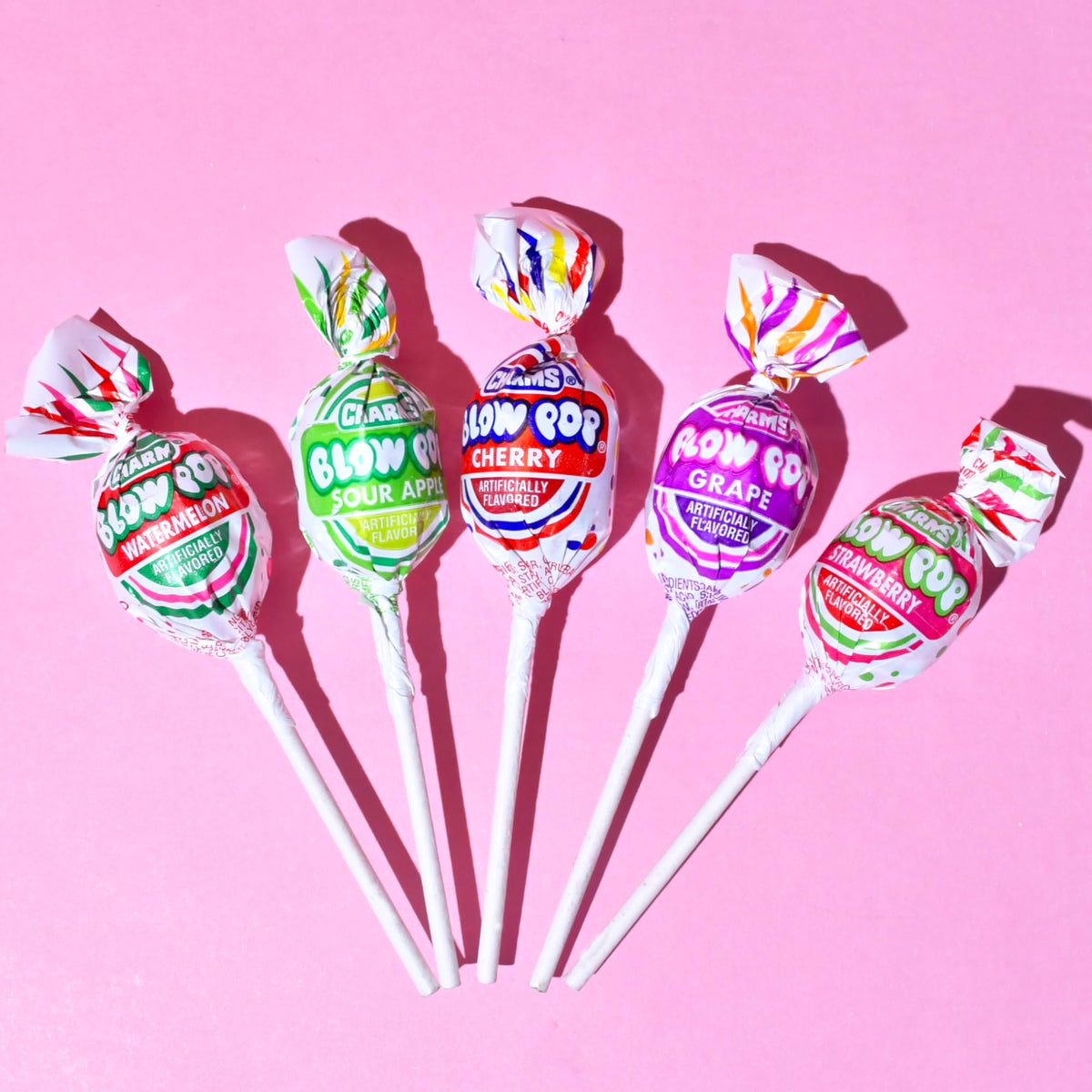 Individually wrapped Charms Blow Pops for fresh convenience on the go.