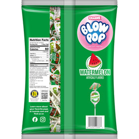 Charms Blow Pops Watermelon packaging display, bulk party candy for sharing.