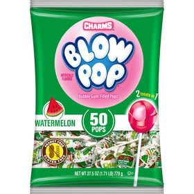 Charms Blow Pops Watermelon shell close-up, ideal for party favors.