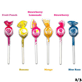 Charms Mini Pops colorfully packaged for party bowls and pinata favors.