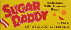 Charms Sugar Daddy Pops individually wrapped, portable caramel delight.