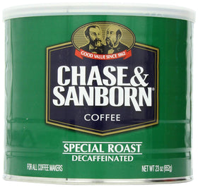 Chase & Sanborn Special Roast Decaf can, smooth caffeine-free flavor.