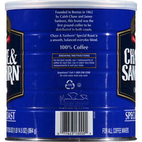 Pouring Chase & Sanborn Special Roast coffee, ideal for energizing mornings.