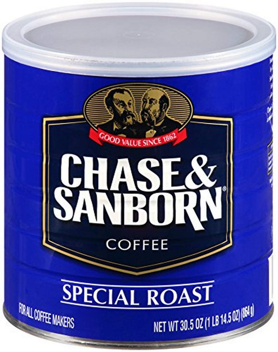 Chase & Sanborn Special Roast steel can preserves freshness for daily brewing.