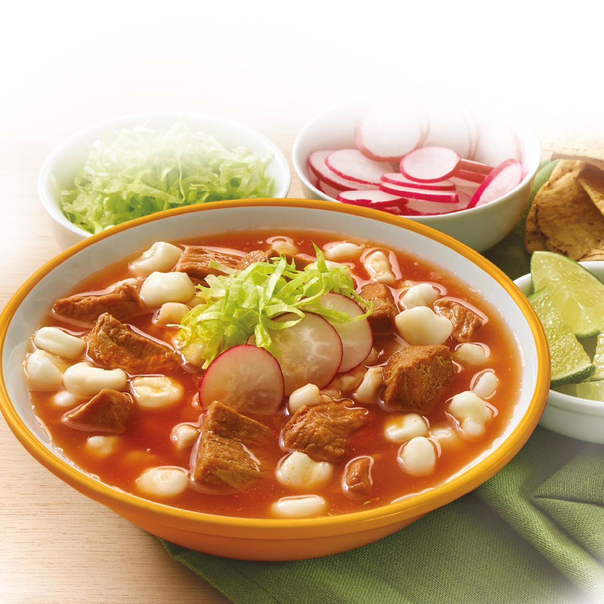 Chata Pozole serving steaming bowl ready to enjoy in minutes