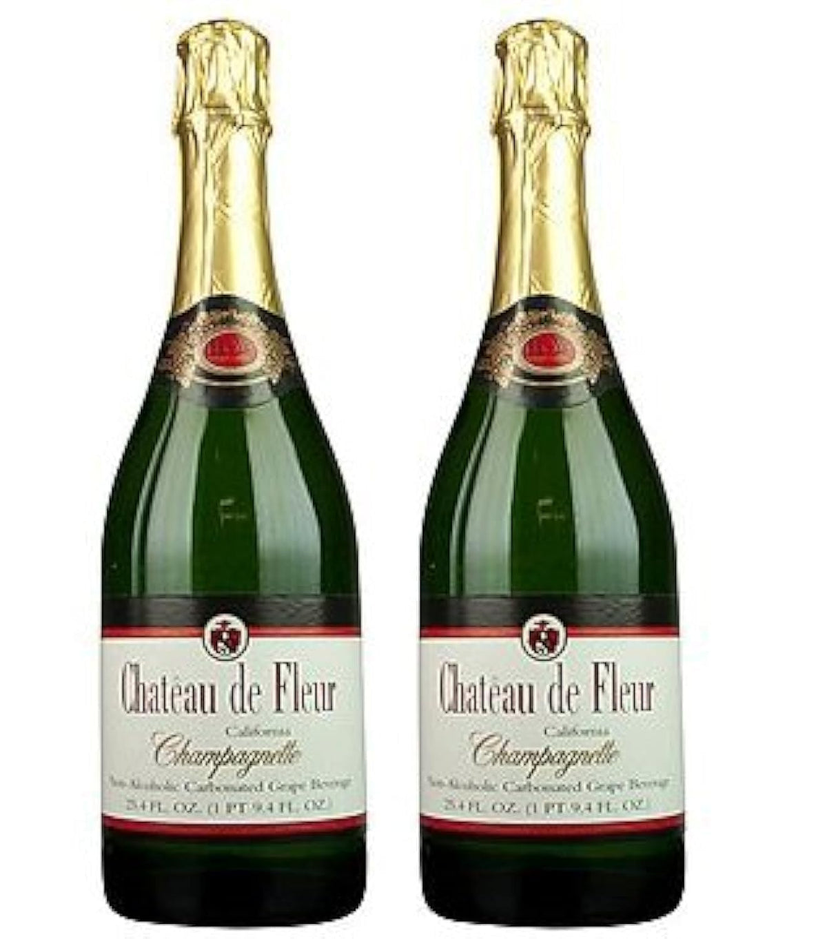 Chateau De Fleur non-alcoholic sparkling wine bottle with crisp apple and peach notes for celebrations.