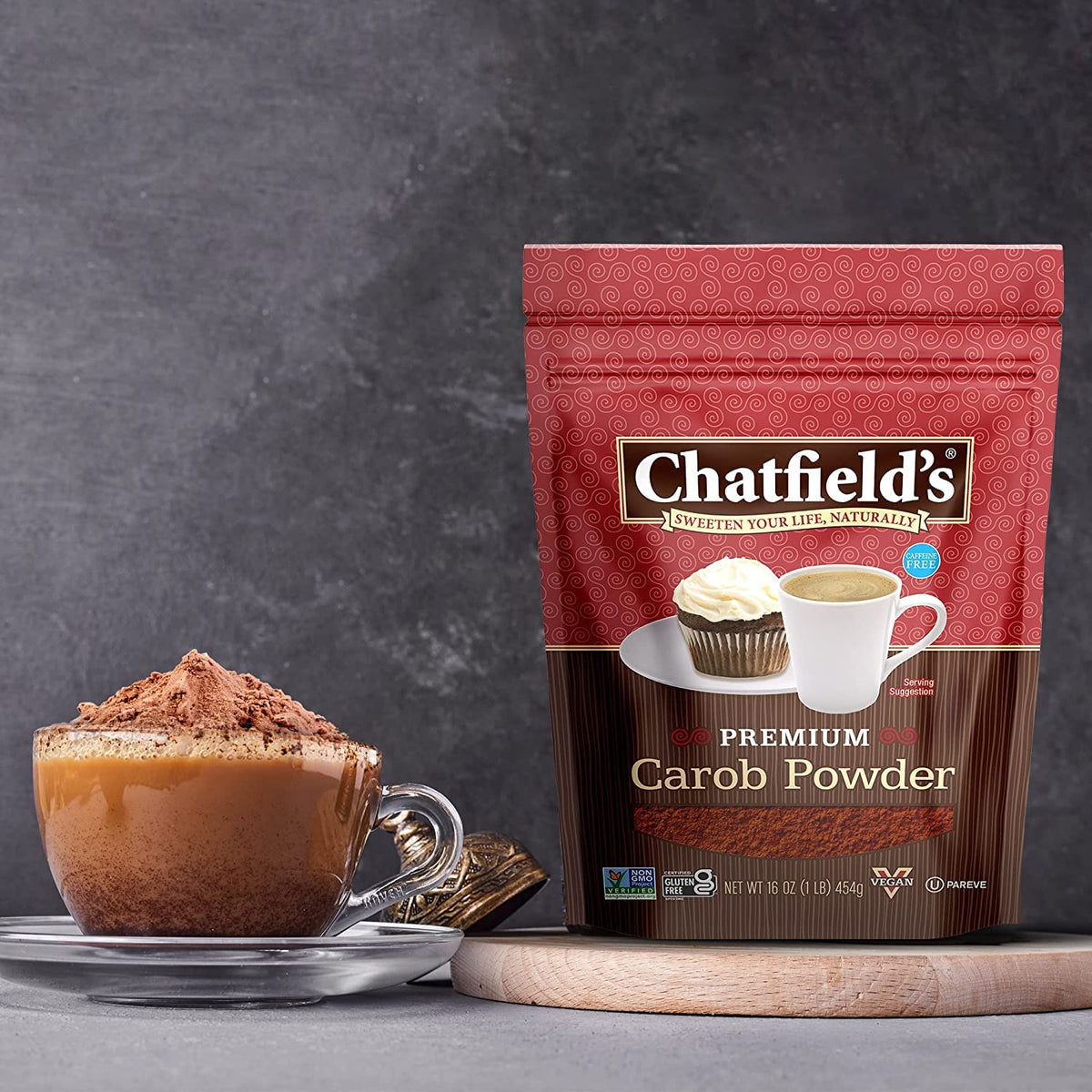 Chatfield's Carob Powder labeled vegan and gluten-free