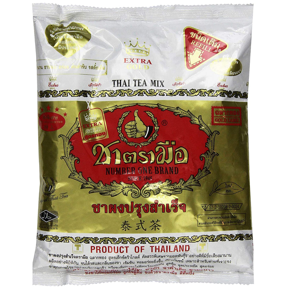 ChaTraMue Extra Gold Tea packaging shows premium blend and convenience