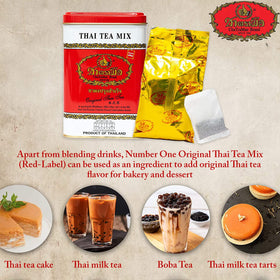 ChaTraMue Red Label tea in a cup for homemade boba tea with your favorite toppings.
