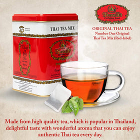 ChaTraMue Red Label tea steeping and poured over ice for a refreshing iced tea.