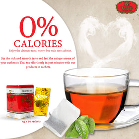 ChaTraMue Thai tea prepared hot or iced for versatile beverages.