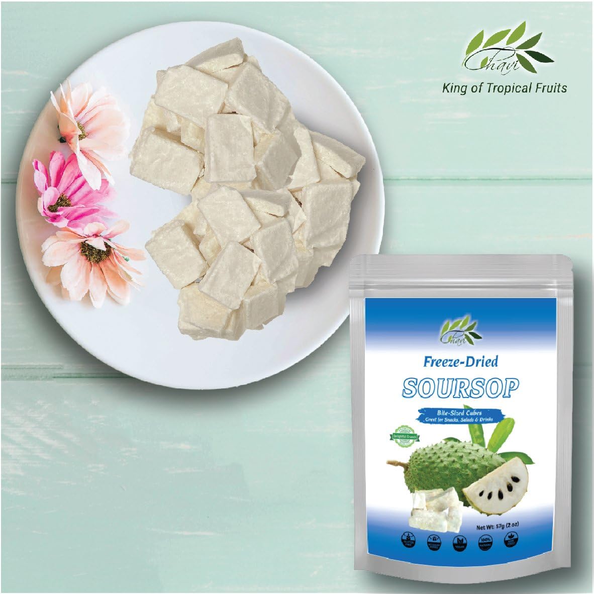 CHAVI Soursop smoothie bowl topping adds tropical flavor and fiber to meals.