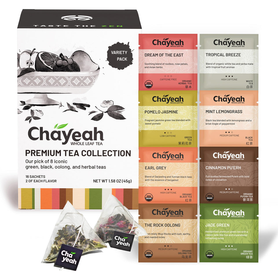 ChaYeah Premium Tea Collection box showcasing eight flavors for gifting and daily tea moments.